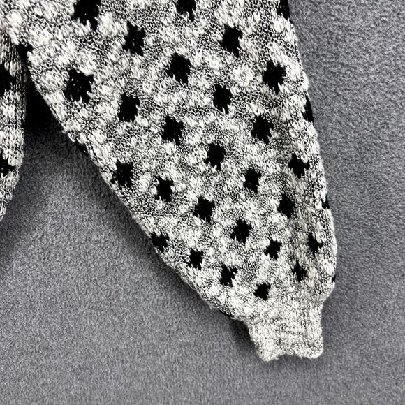 Design Studio Sweater Womens Medium Gray Black dots Cardigan Knit preppy - Picture 6 of 15